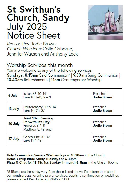 St Swithun's Church July 2025 newsletter